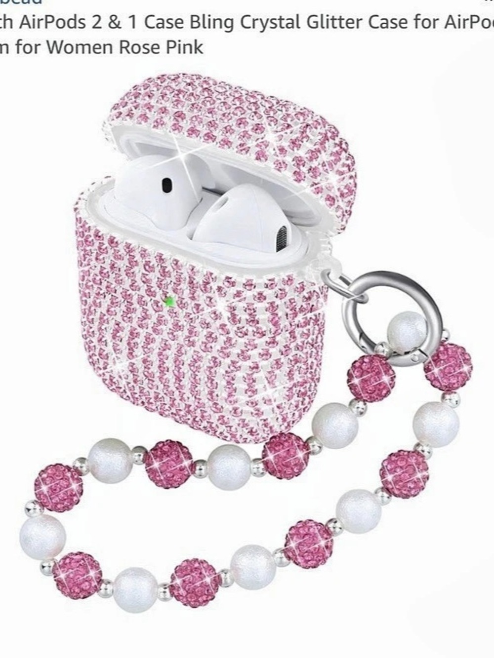 AirPods 2 & 1 Case Pink Crystal Glitter Case